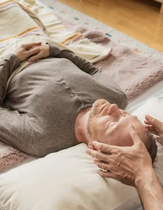 Hands-on reiki energy healing showing how reiki works at the Word of Mouth Melrose studio in West Hollywood